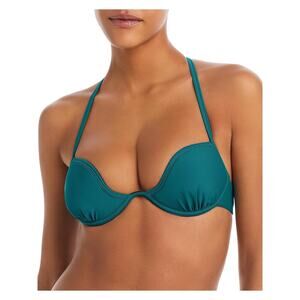 Andrea Lyamah Gura Corset Bikini Top in Ocean Teal Blue Size Medium